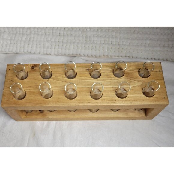 Plant Propagation Station Tabletop Pine Wood 12 glass tubes Handmade hydroponics - Picture 2 of 12